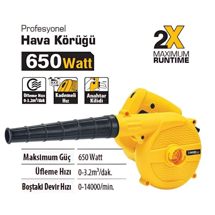 EL ALETLERİ-SGS-SGS Profesyonel 650 Watt Hava Körüğü-SGS5221