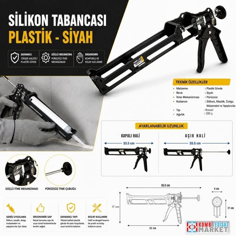 SGS1288-SGS Silikon Tabancası Plastik-Siyah