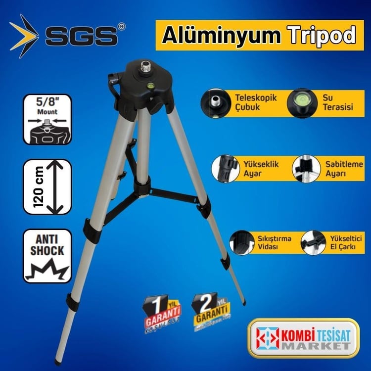 ÖLÇÜM ALETLERİ-SGS-SGS Teleskopik Alüminyum Tripod 120 cm-SGS5430