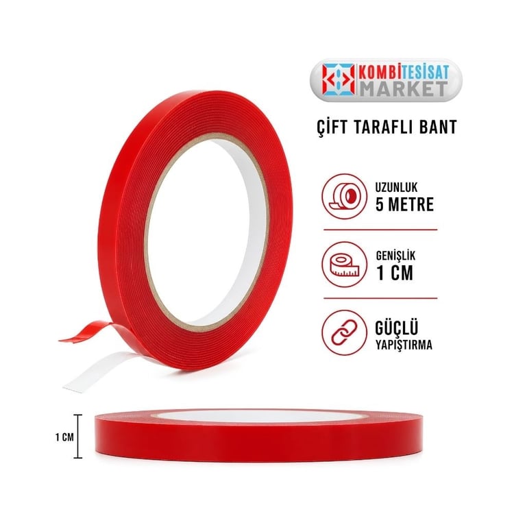 SGS1221-SGS VHB Çift Taraflı Akrilik Silikonize Şeffaf Bant 10mm x 5m