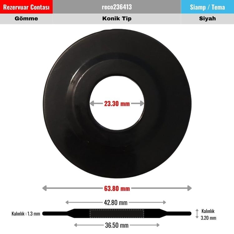 CONTALAR-Diğer-Siamp Gömme Rezervuar Tahliye Contası 23x64 mm Konik Siyah-reco236413