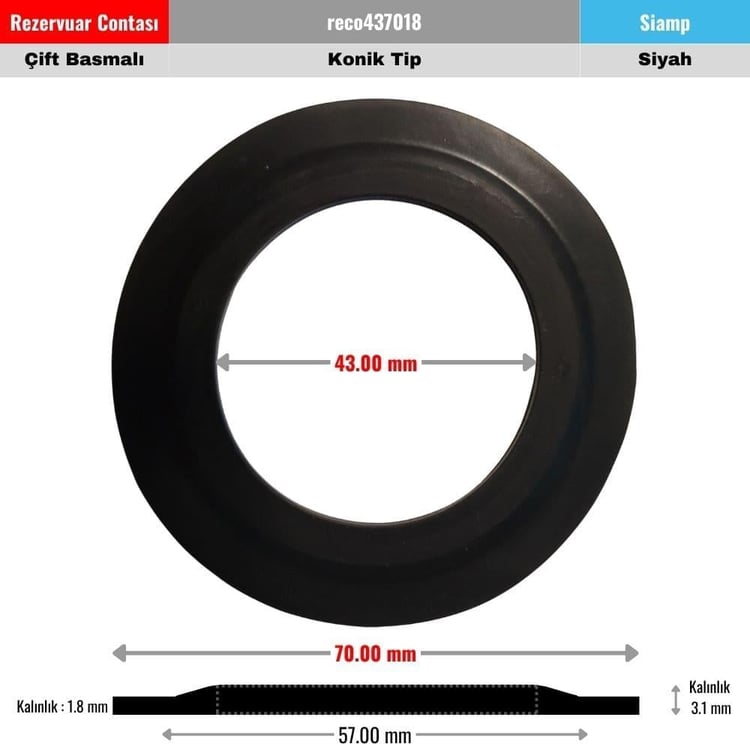 CONTALAR-Diğer-Simap Çift Basmalı Rezervuar Tahliye Contası 43x70 mm Konik Siyah-reco437018