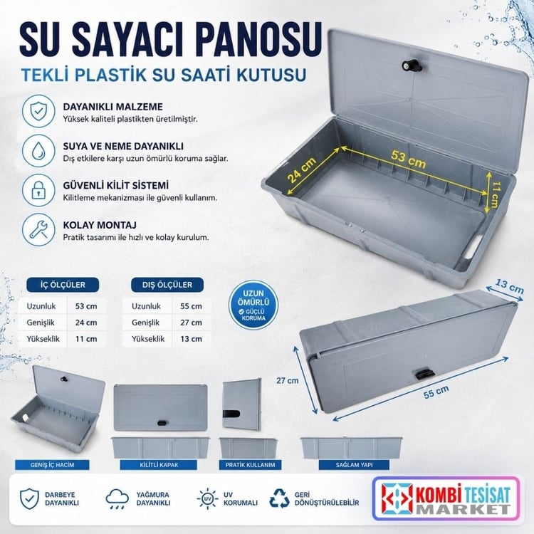 snn-pano-01-Su Sayacı Panosu-Tekli Plastik Su Saati Kutusu