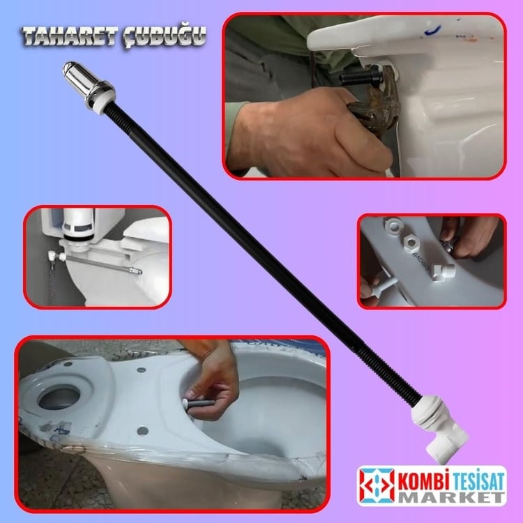 tah-s33k-Taharet Çubuğu 33 cm Plastik Borulu Krom Uçlu
