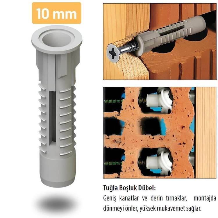 Vida ve Dübeller-Diğer-Tuğla Boşluk Dübeli - ø10 mm-dbl04-10