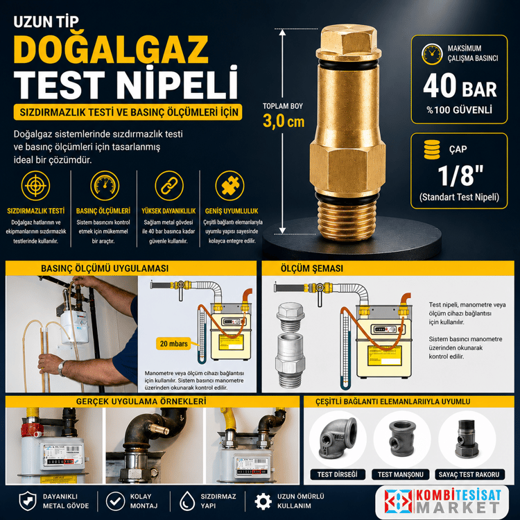 TEST002-Uzun Tip Doğalgaz Test Nipeli