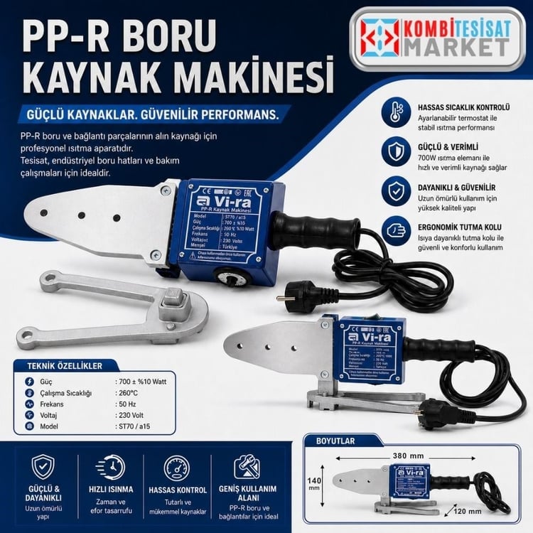 vira-km-tekas-Vira AS Model Plastik Tek Kaynak Makinesi 1400 W + Ayak