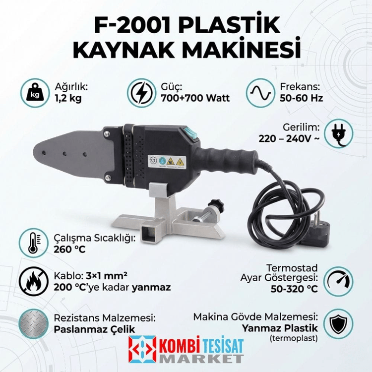 vira-tm-f2001-Vira F-2001 Plastik Kaynak Makinesi + Ayak 1400 W