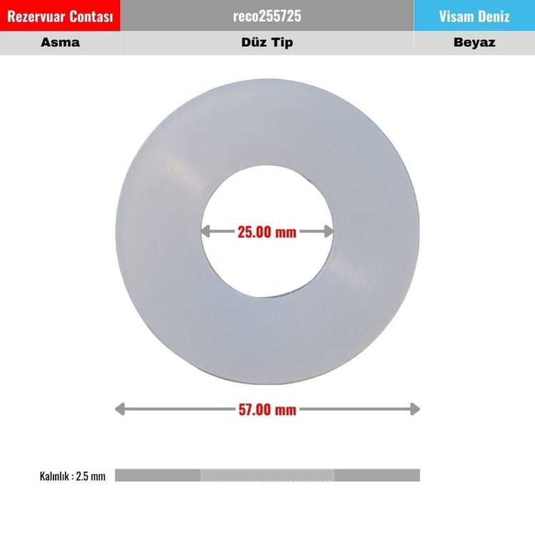 CONTALAR-Diğer-Visam Deniz Rezervuar Tahliye Contası 25x57 mm Düz Beyaz-reco255725