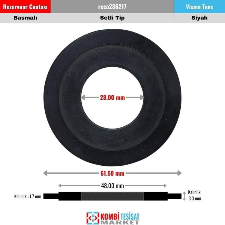 CONTALAR-Diğer-Visam Teos Basmalı Rezervuar Tahliye Contası 28x62 mm Setli Siyah-reco286217