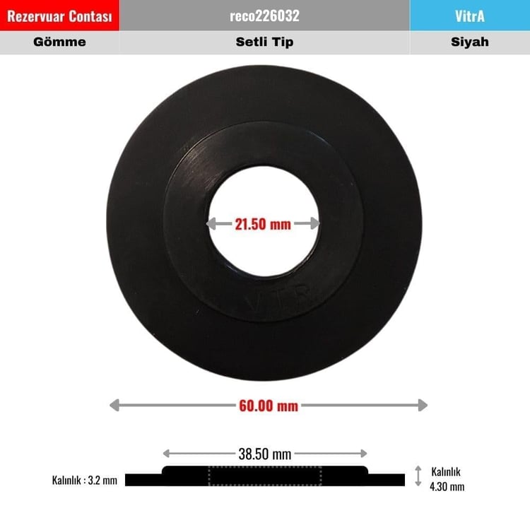 CONTALAR-Diğer-Vitra Gömme Rezervuar Tahliye Contası 22x60 mm Setli Siyah-reco226032