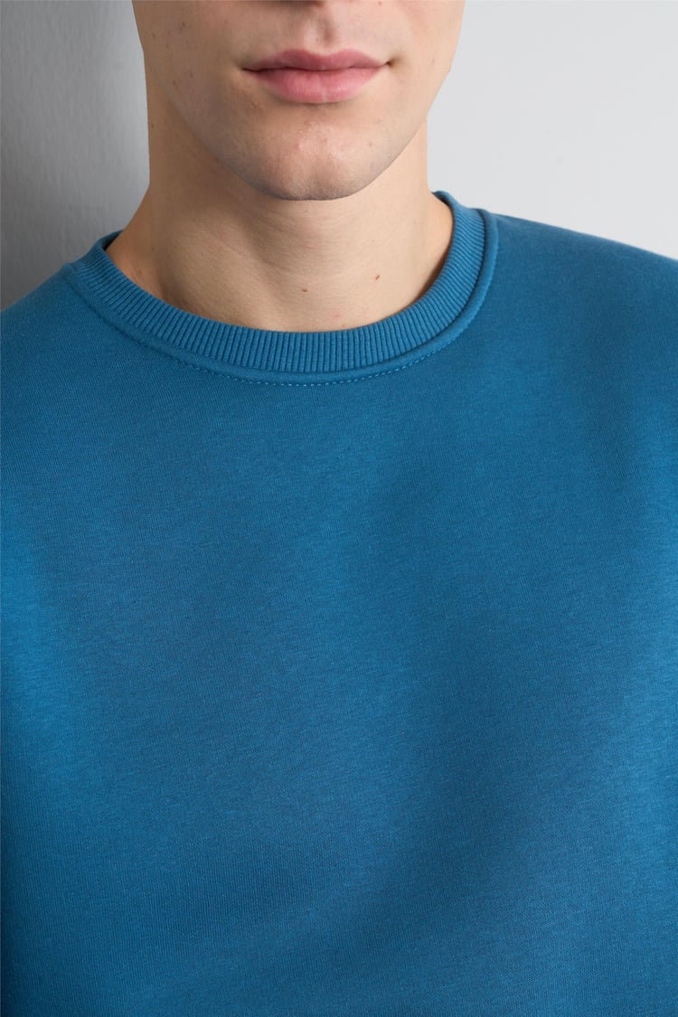Çetinkaya Mentality 3036 3 İp Bisiklet Yaka Petrol Sweatshirt