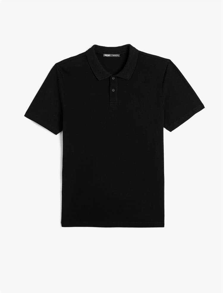 Koton 4Sam10113Mk 999 Siyah Erkek Pamuk Jersey Kısa Kollu Basic Polo T-Shirt