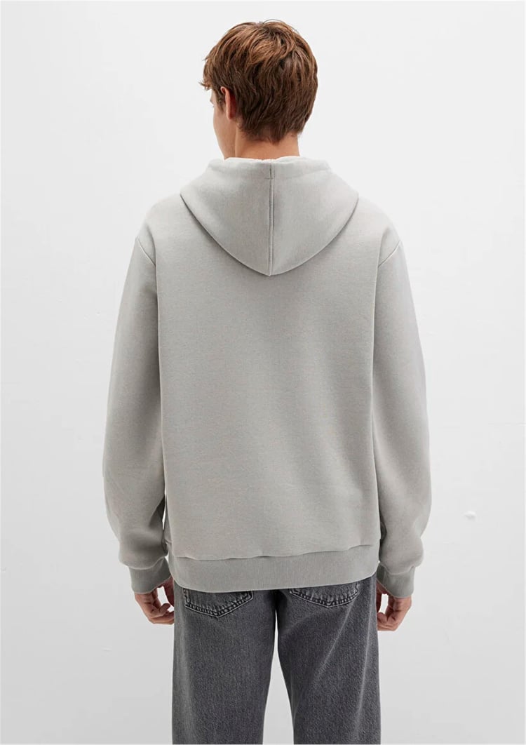 Mavı M0S10199-70093 Mıneral Grı Erkek Mavı Logo Baskılı Kapusonlu Oversıze Sweatshırt