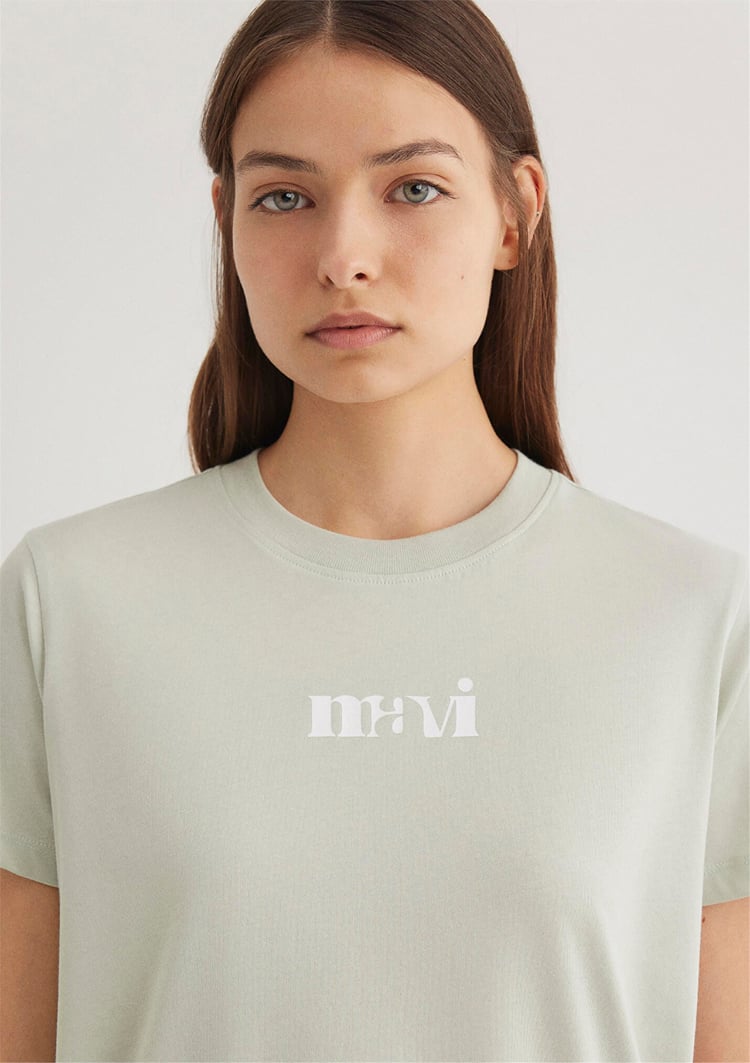 Mavı M1612241-70148 Sıs Yesıl Kadın Regular Logo Baskılı T-Shırt