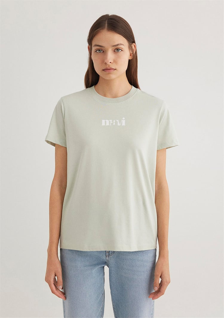 Mavı M1612241-70148 Sıs Yesıl Kadın Regular Logo Baskılı T-Shırt