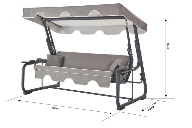 Rubus 4 Kişilik Bahçe Balkon Teras Salıncağı - Kırçıllı Gri