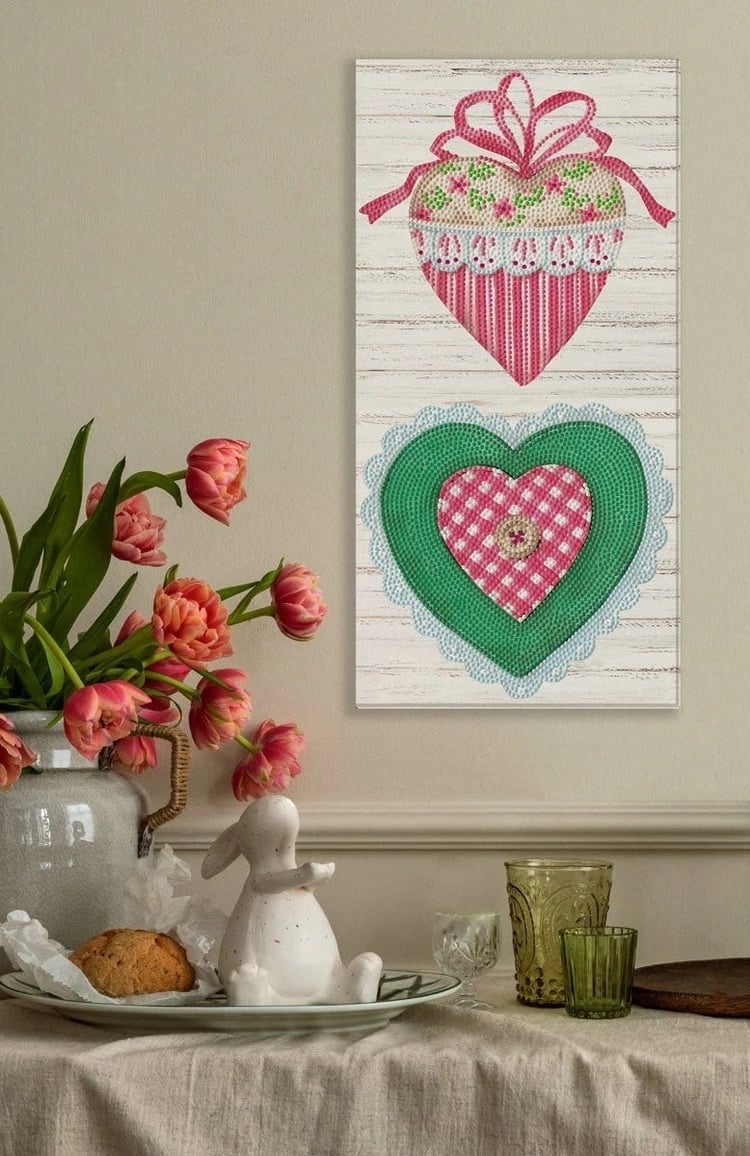 Diamond Dotz Elmas Mozaik Tablo Işıldayan Kalpler – 20 x 40 cm