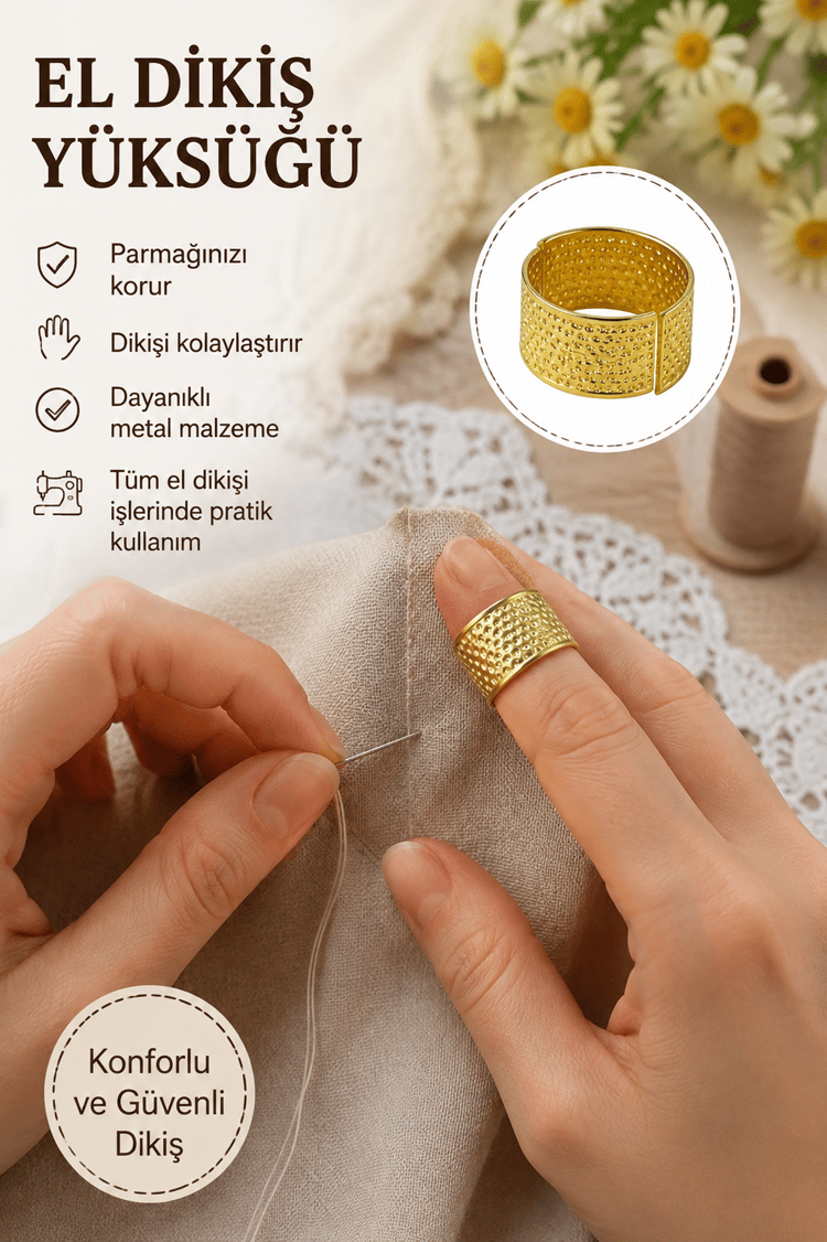 Dikiş Yüksüğü Altın Renk, Elde Dikiş ve Terzi Yüksüğü