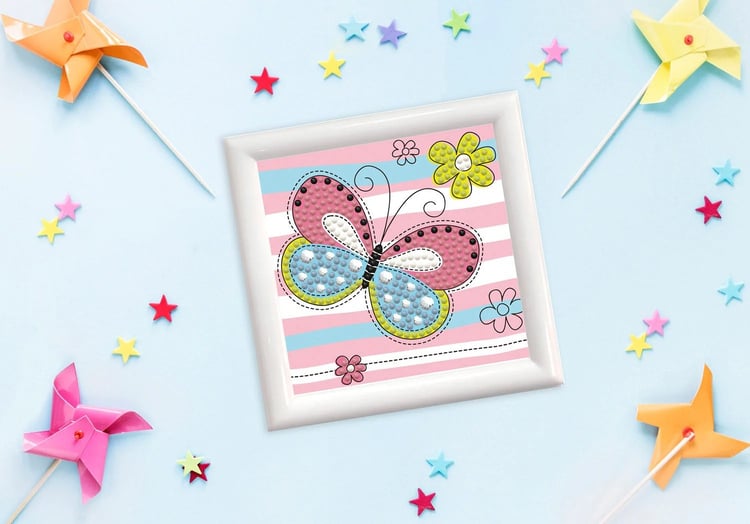 Elmas Mozaik Tablo 10.2 cm x 10.2 cm Paten Ayakkabı Boncuk Yapıştırma Kiti - Çerçeveli