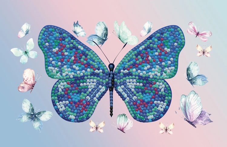 Elmas Mozaik Tablo 19.1-x-10.9cm Kelebek Desenli Cüzdan Boncuk Yapıştırma Kiti