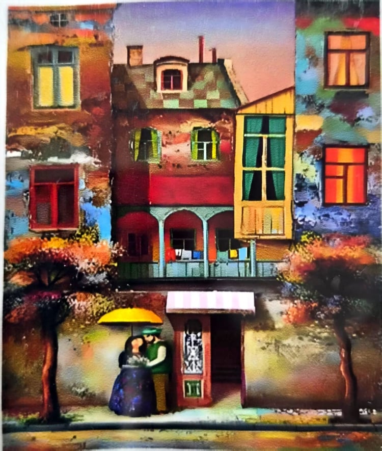 Elmas Mozaik Tablo, 50x40cm Apartmanlar Boncuk Yapıştırma Kiti 