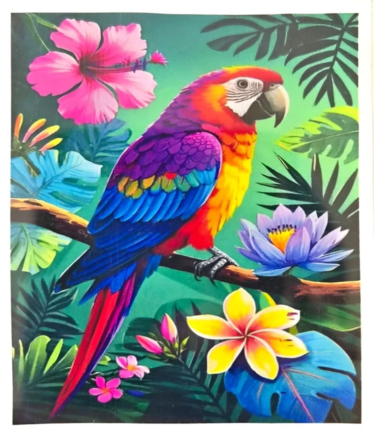 Elmas Mozaik Tablo, 50x65cm Papağan Boncuk Yapıştırma Kiti  