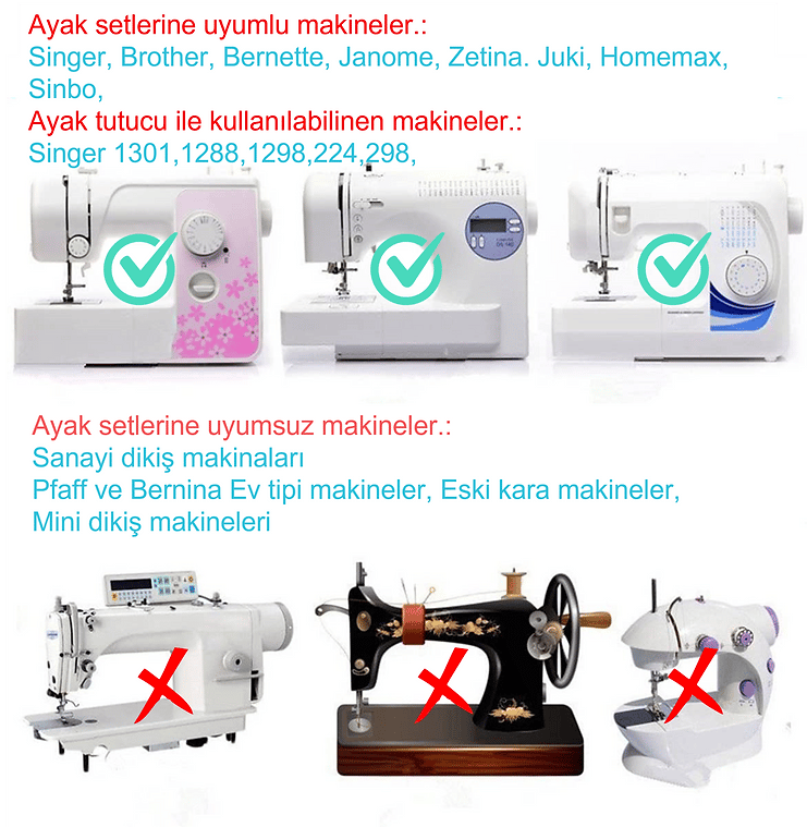 Ev Tipi Dikiş Makinesi Ayak Seti, Geliştirilmiş Yeni 32li Set