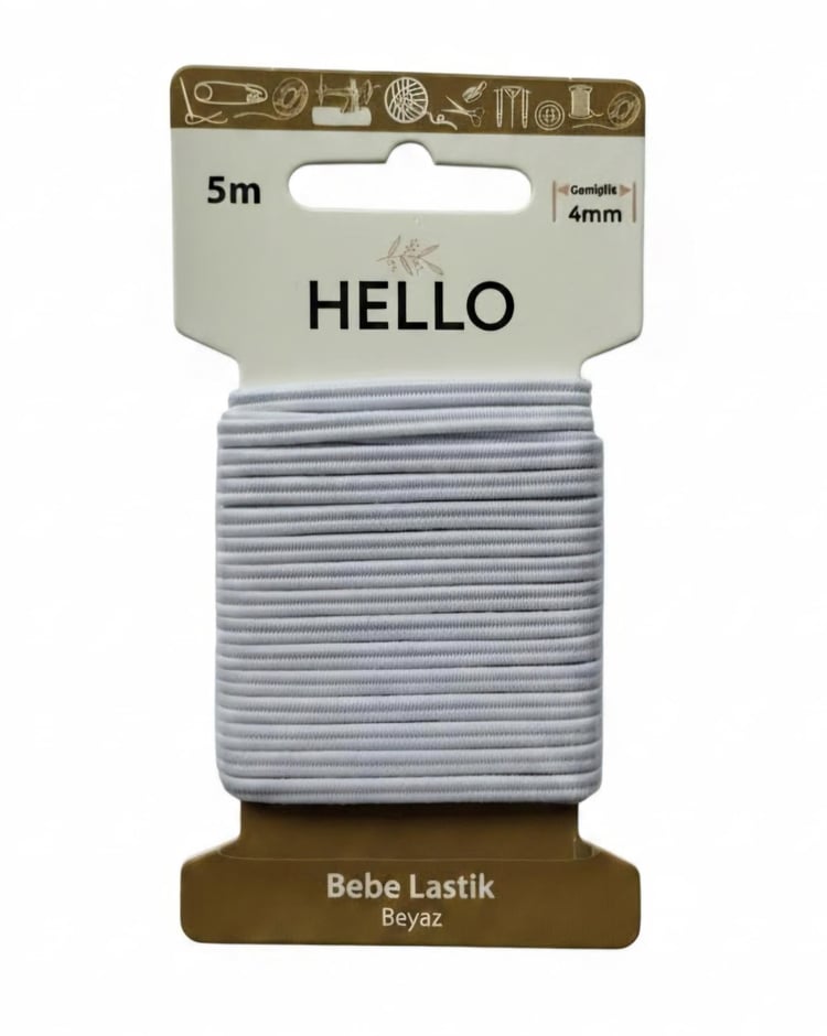Hello Bebe lastiği beyaz  4mm