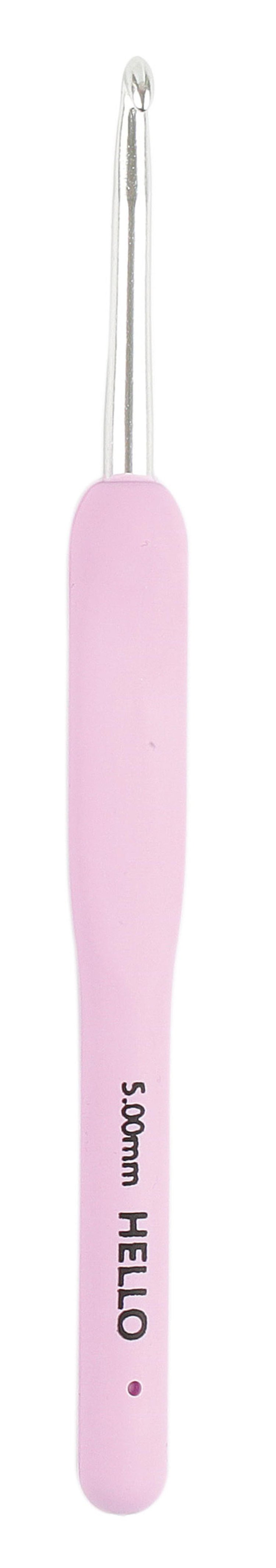 Hello Silikon Saplı Tığ, Örgü Tığı, Pembe, 5mm