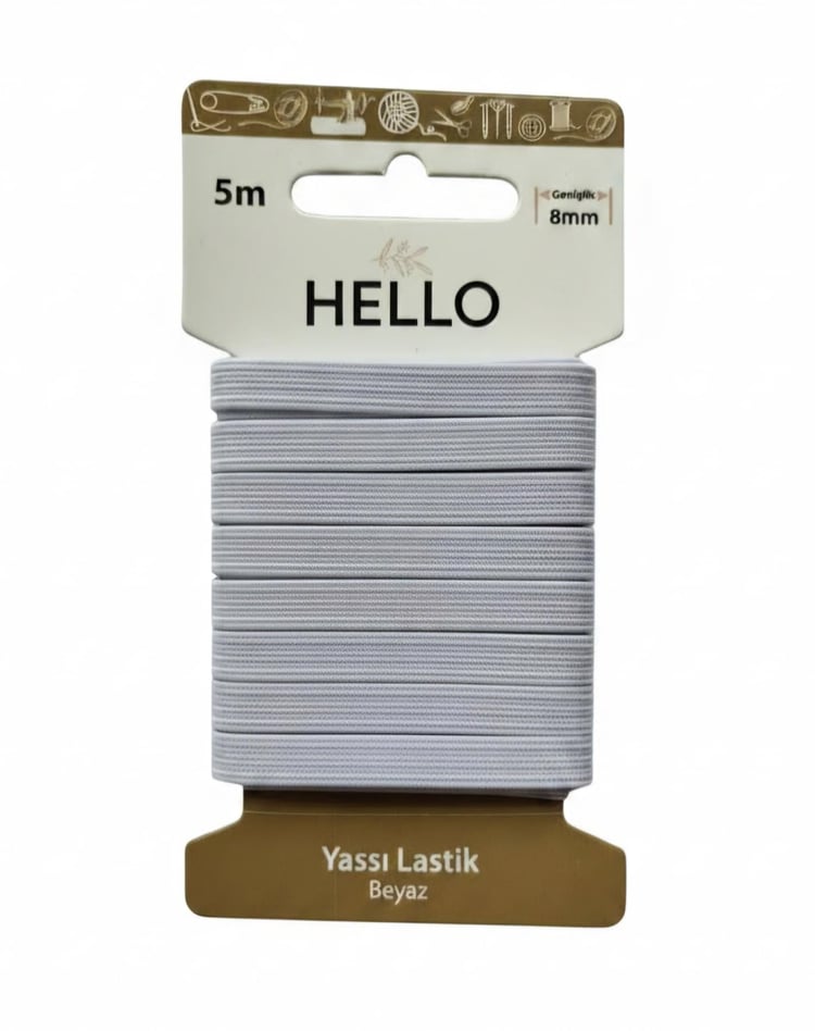 Hello Yassı lastik beyaz 8mm