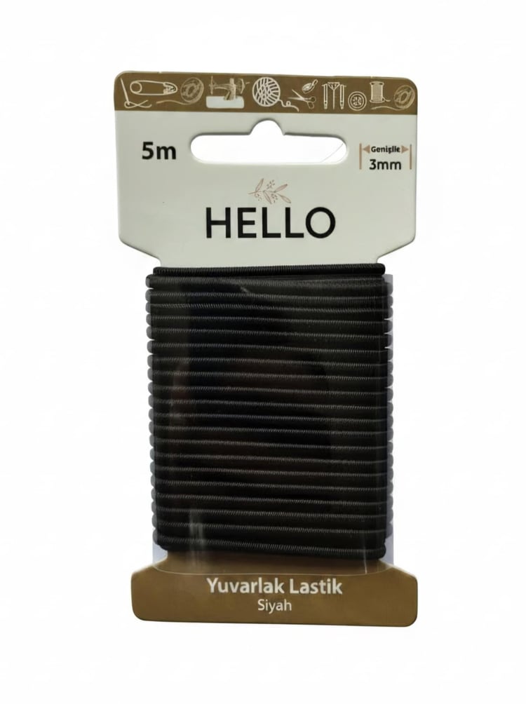 Hello Yuvarlak lastik siyah  3mm