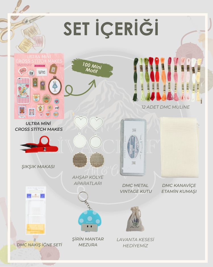 Etamin Seti - Ultra Mini Cross Stitch Makes Kitabı
