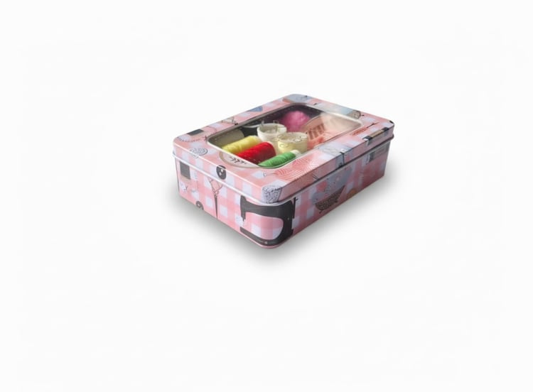 Taşınabilir Mini Dikiş Seti – Metal Kutulu Pratik tamir -pembe 