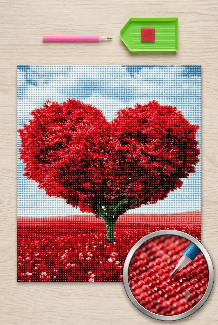 Boncuk İşleme Kiti 50 x 40 Kalp Ağacı