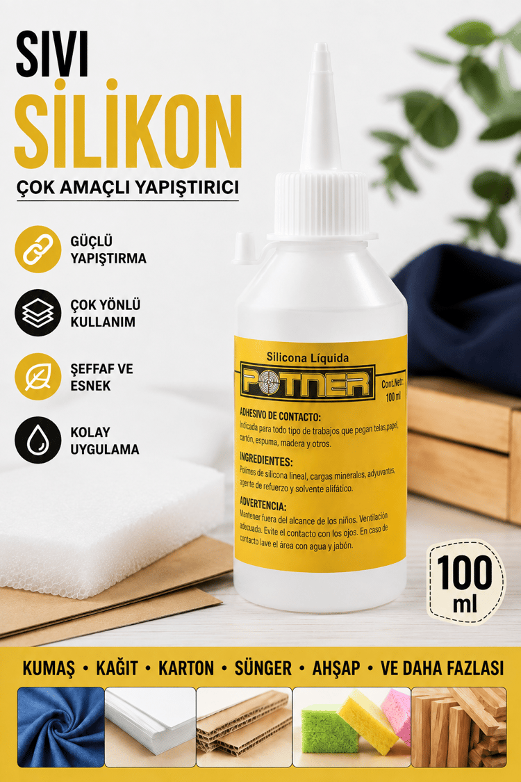 Çok Amaçlı Sıvı Silikon Yapıştırıcı 100 ml, Kumaş Yapıştırıcı Soğuk Silikon Tutkal