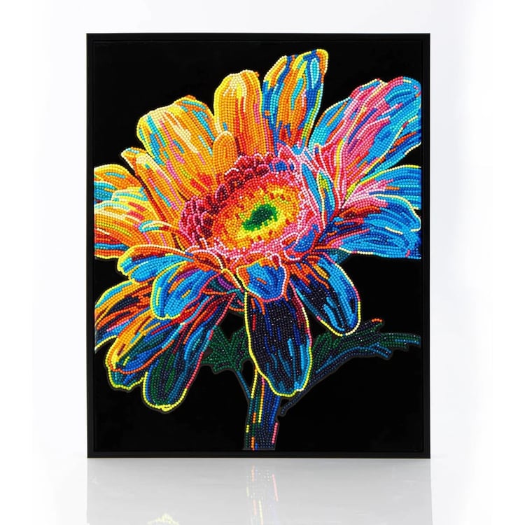 Elmas Mozaik Tablo Neon Gerbera – 46 x 36 cm