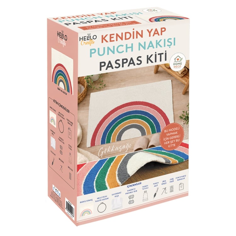 Hello Crafts Punch Paspas Kiti, Kendin Yap Punch Seti, Gökkuşağı Desen