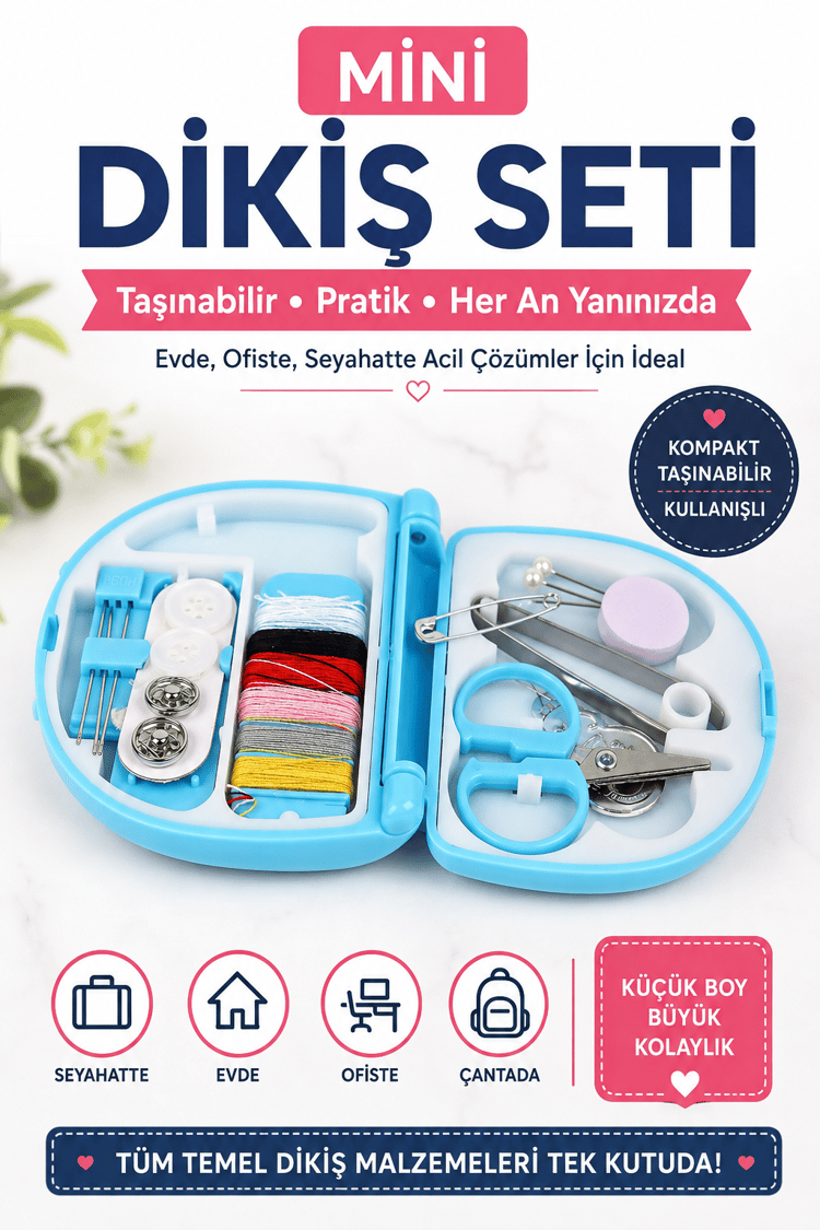 Mini Dikiş Seti - 3 Farklı Renk
