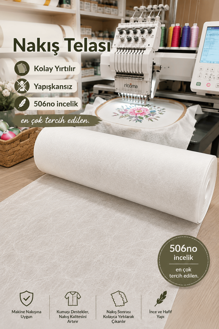 Nakış Telası, 506No Kolay Yırtılan Makine Nakışı Altına Yapışkansız Tela 1. Kalite