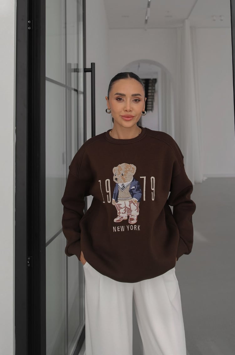 Acı Kahve 1979 Teddy Baskılı Sweatshirt