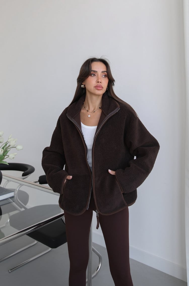 Acı Kahve Fermuarlı Polar Ceket
