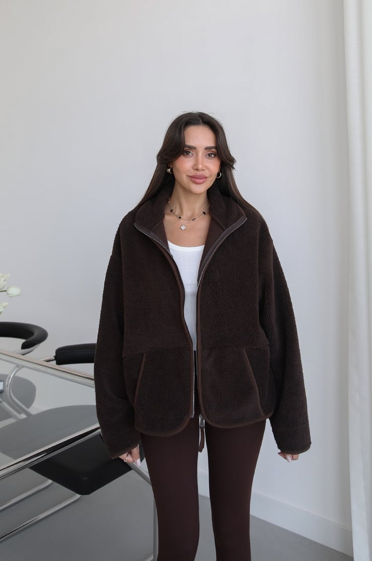 Acı Kahve Fermuarlı Polar Ceket