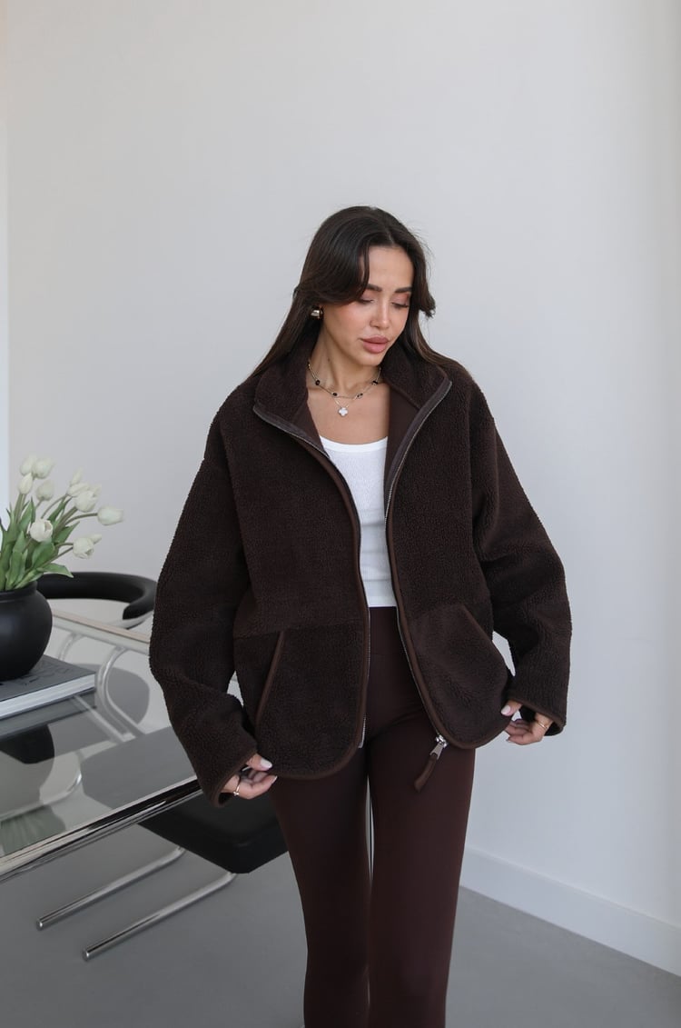 Acı Kahve Fermuarlı Polar Ceket