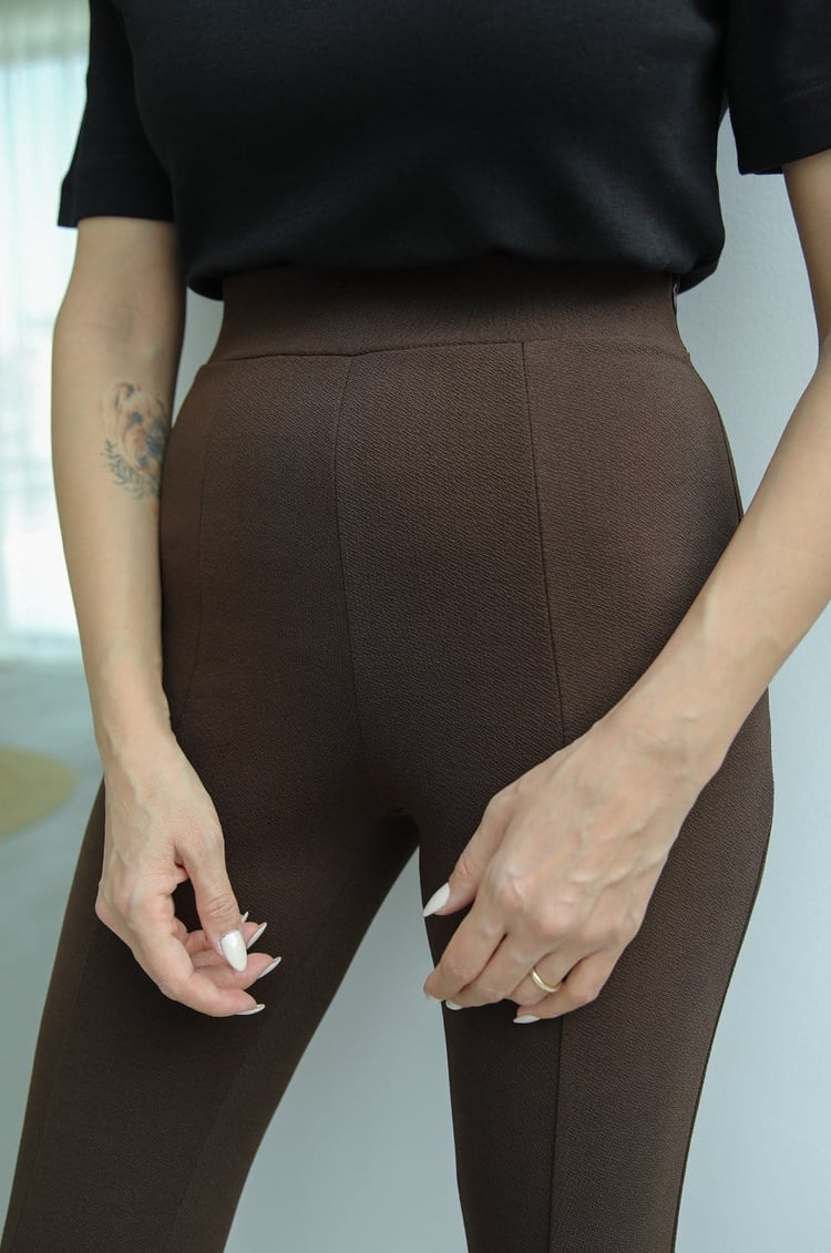 Acı Kahve Önü Yırtmaçlı İspanyol Fit Pantolon