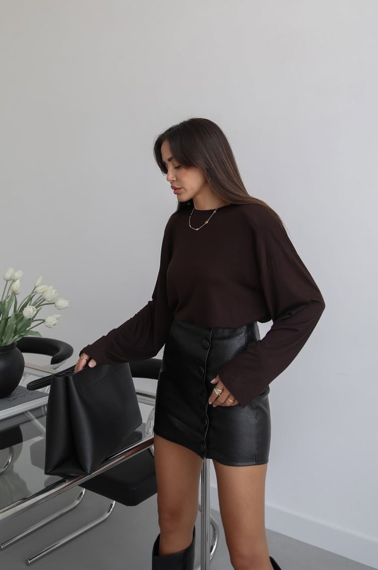 Acı Kahve Vatkalı İnce Sweatshirt