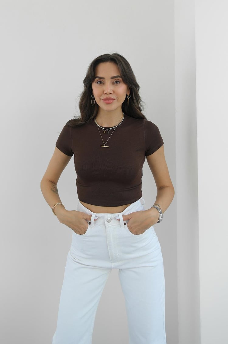 Açık Kahve Modal Crop Top