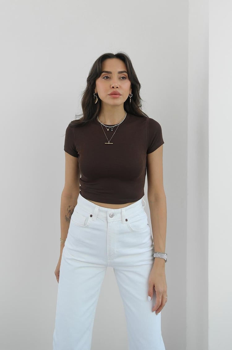 Açık Kahve Modal Crop Top