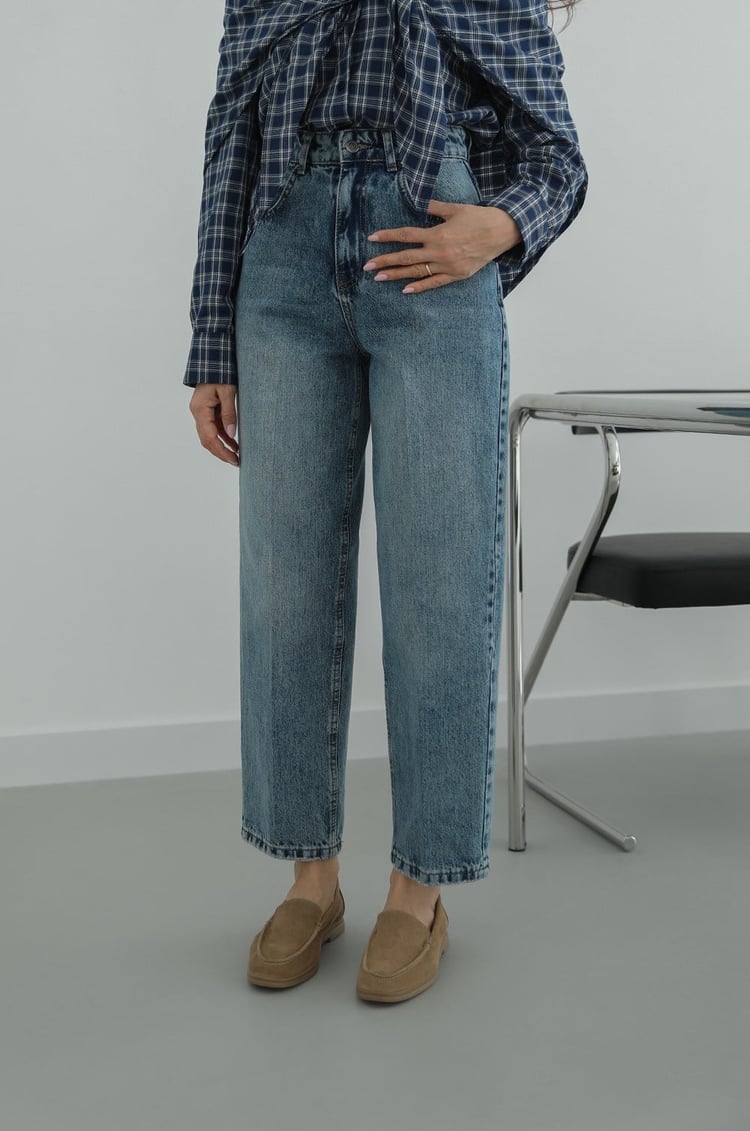 Açık Mavi Barrel Fit Jean