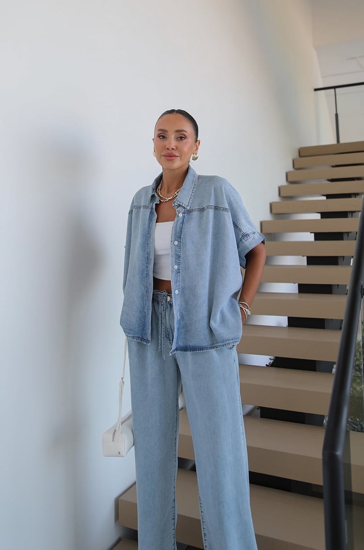 Açık Mavi Elio Gömlek Pantolon Denim Takım